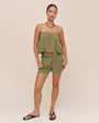 Bella DahlSmocked Beaded Strap Tank - Olive LeafTops