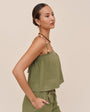 Bella DahlSmocked Beaded Strap Tank - Olive LeafTops