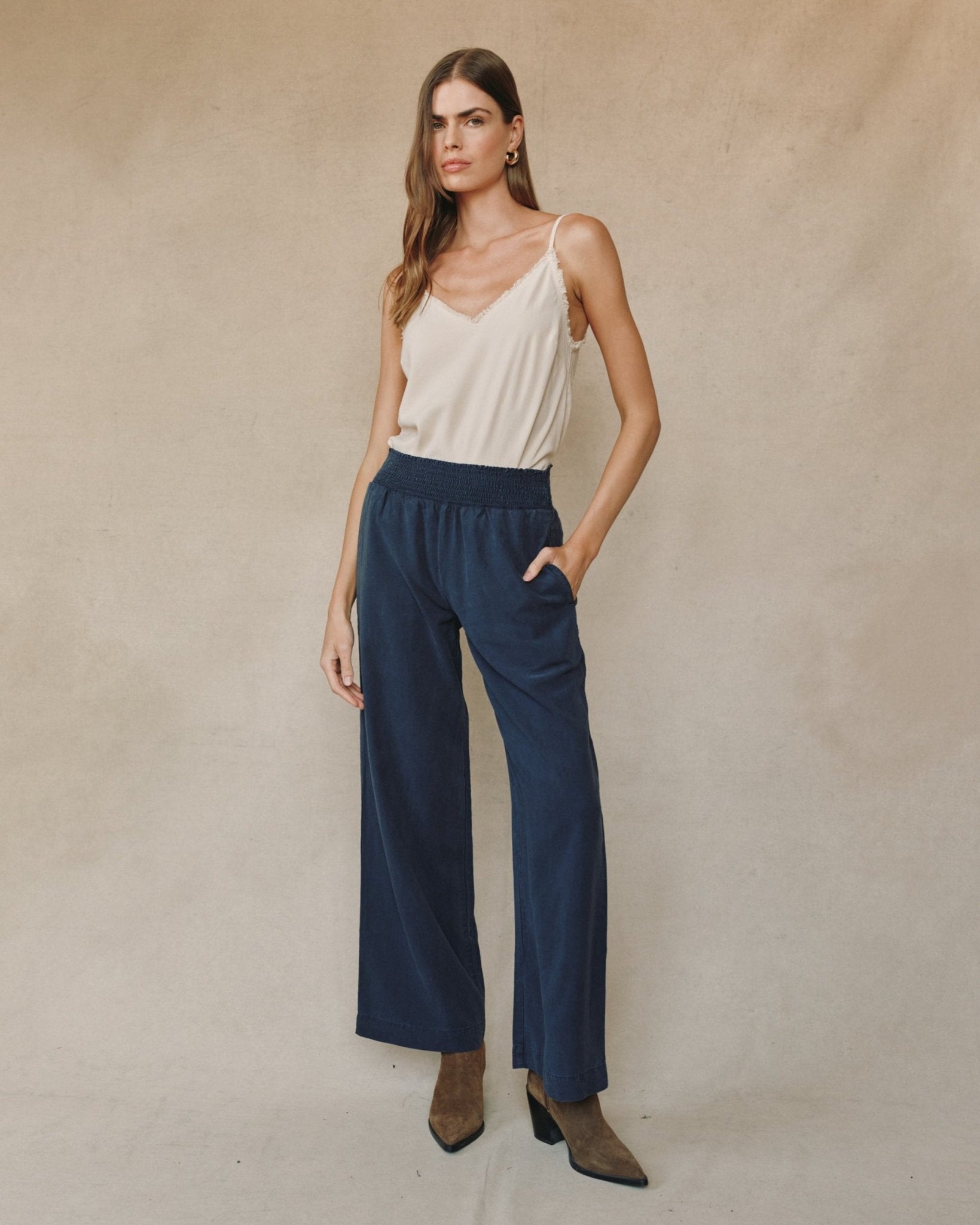 Smocked Waist Wide Leg - Endless Sea - Bella Dahl