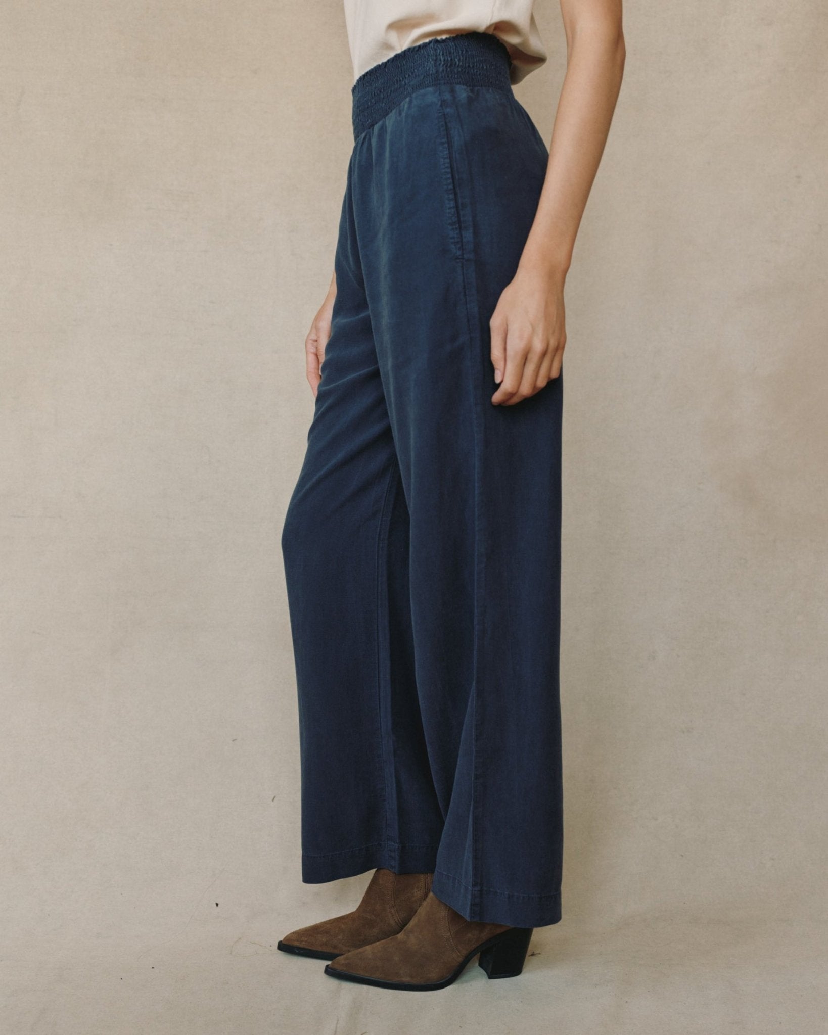 Smocked Waist Wide Leg - Endless Sea - Bella Dahl
