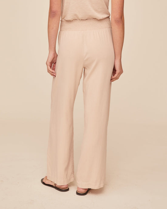 Bella Dahl Smocked Waist Wide Leg Pant - Linen Sand View 2