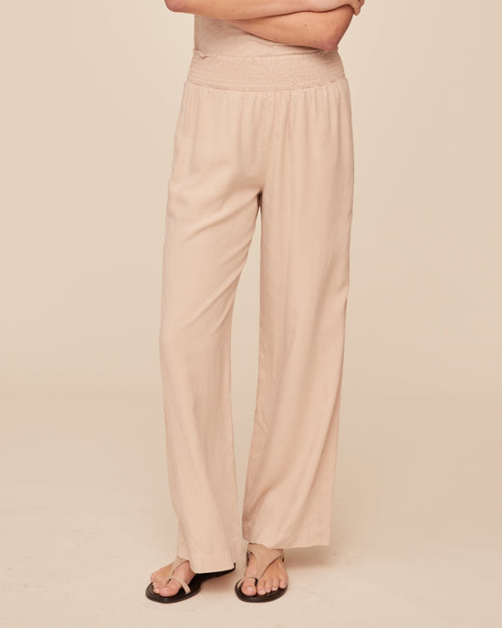 Bella Dahl Smocked Waist Wide Leg Pant - Linen Sand
