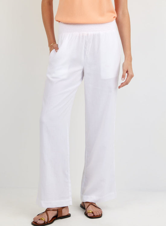 Bella Dahl Smocked Waist Wide Leg - White View 2