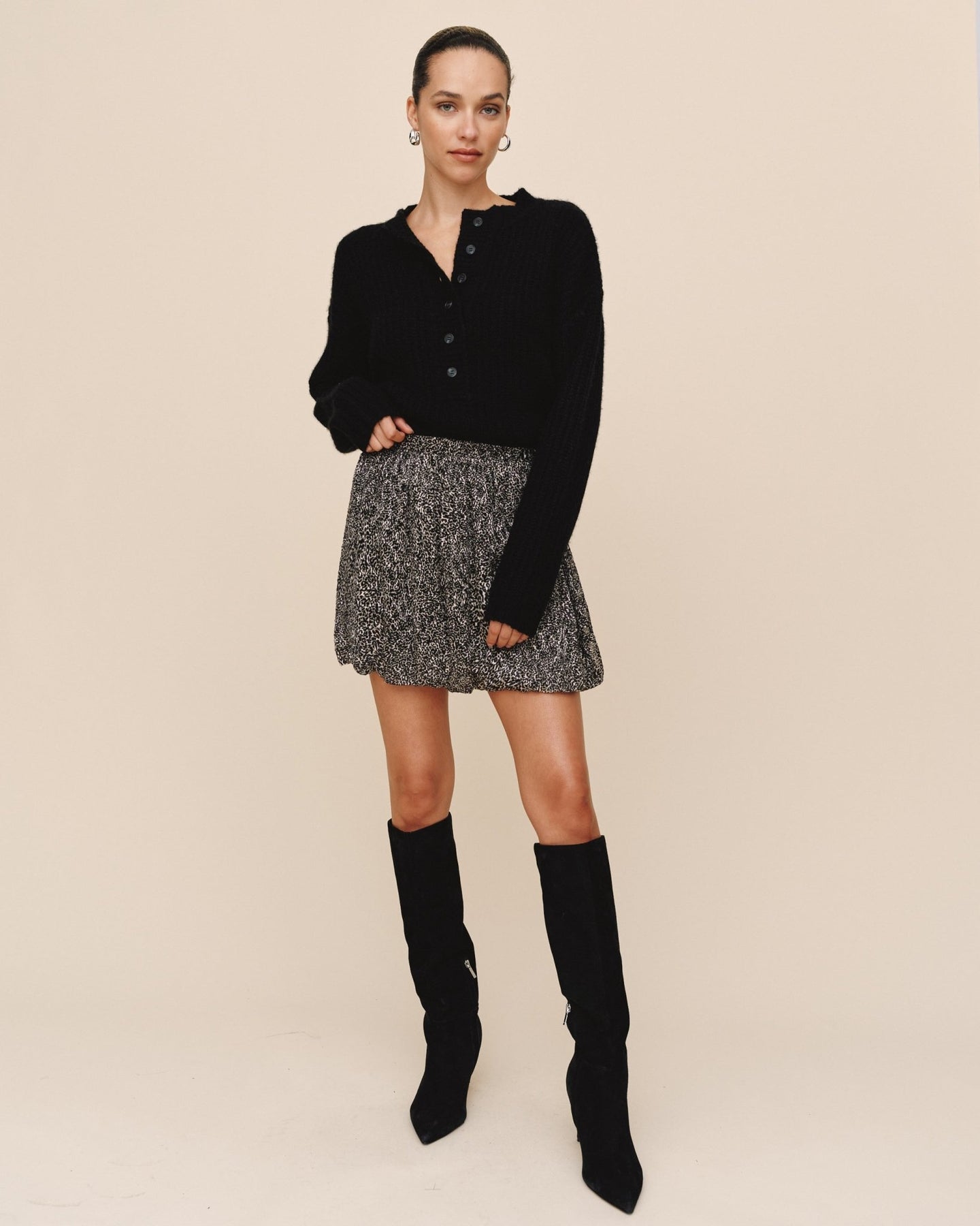 Bella DahlSoft Bubble Skirt - Silver LeopardSkirts