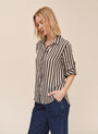 Bella DahlSplit Back Button Down - Black-Ecru StripeTops