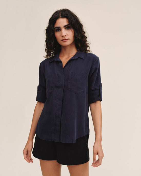 Bella Dahl Split Back Button Down - Endless Sea