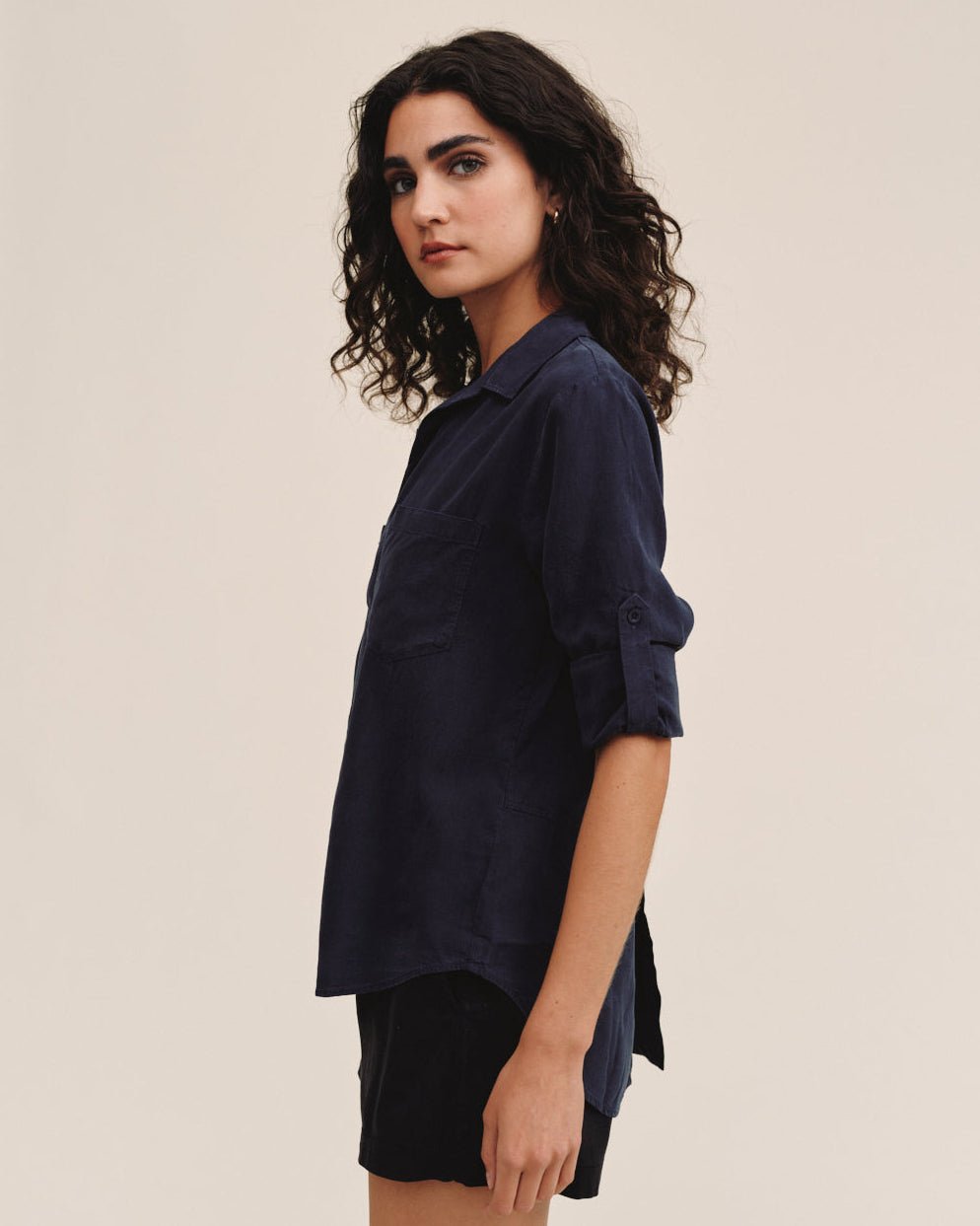 Split Back Button Down in Endless Sea - Bella Dahl