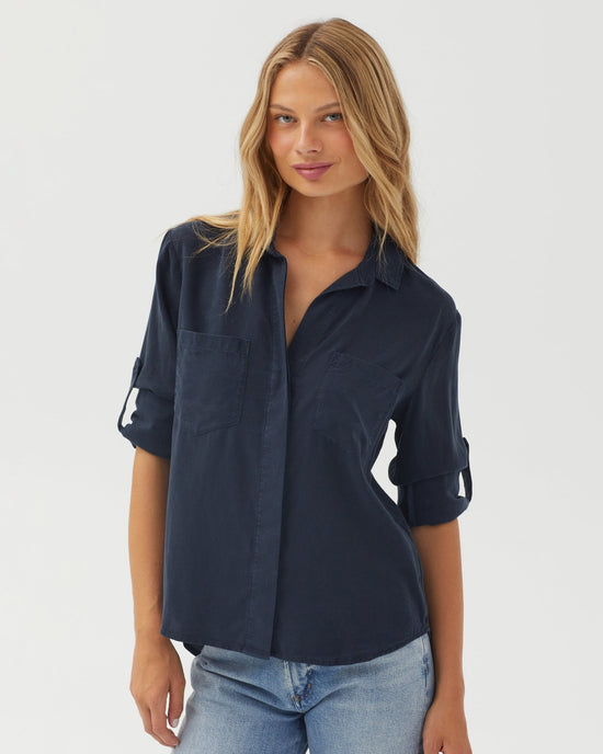 Bella Dahl Split Back Button Down - Endless Sea