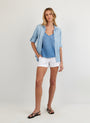 Bella DahlSplit Back Button Down - Light Sunspray WashTops