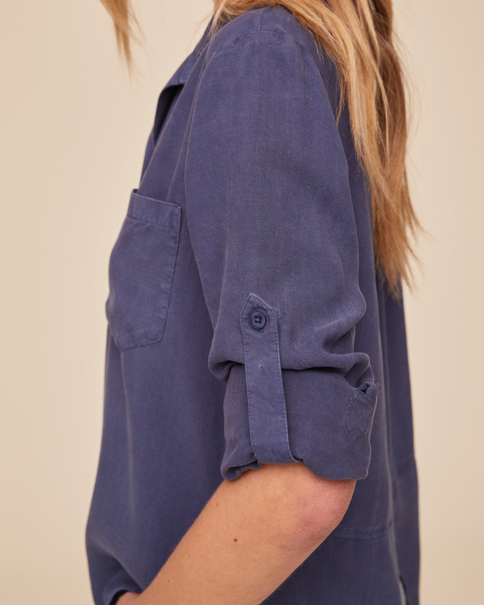 Split Back Button Down - Midnight Surf – Bella Dahl