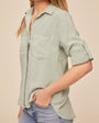 Bella DahlSplit Back Button Down - Oasis GreenTops