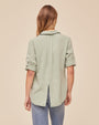 Bella DahlSplit Back Button Down - Oasis GreenTops