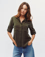 Bella DahlSplit Back Button Down - Olive NightTops
