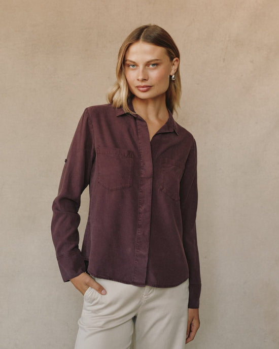 Bella Dahl Split Back Button Down - Pinot Noir