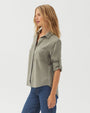 Bella DahlSplit Back Button Down - Soft ArmyTops