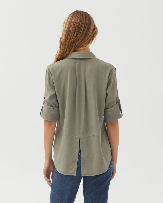 Bella Dahl Split Back Button Down - Soft Army View 2