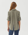 Bella DahlSplit Back Button Down - Soft ArmyTops