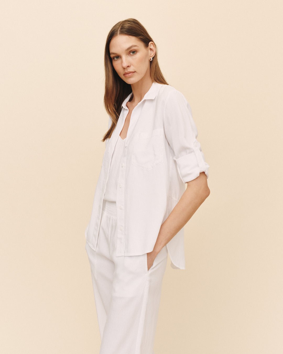 Bella DahlSplit Back Button Down - WhiteTops