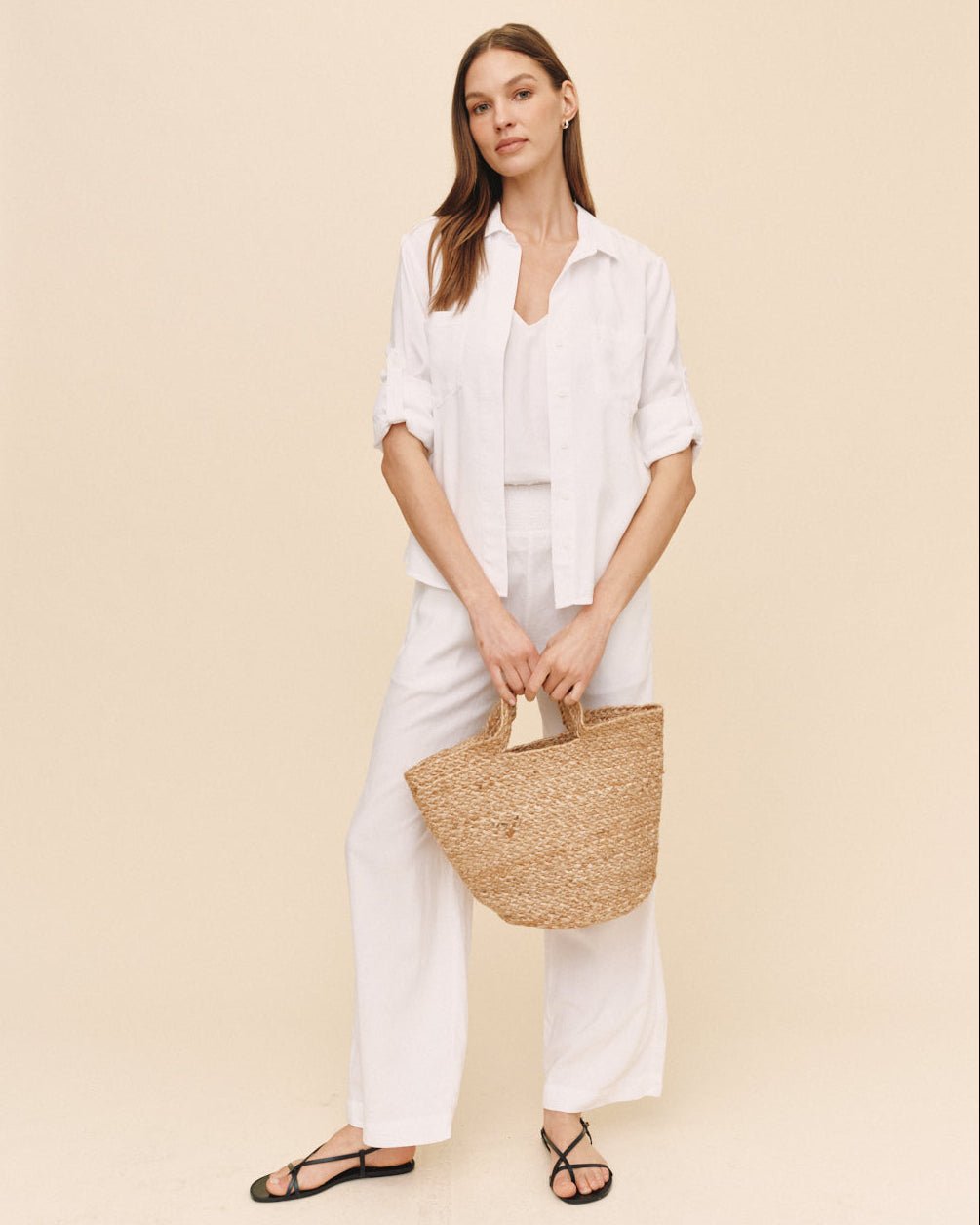 Bella DahlSplit Back Button Down - WhiteTops