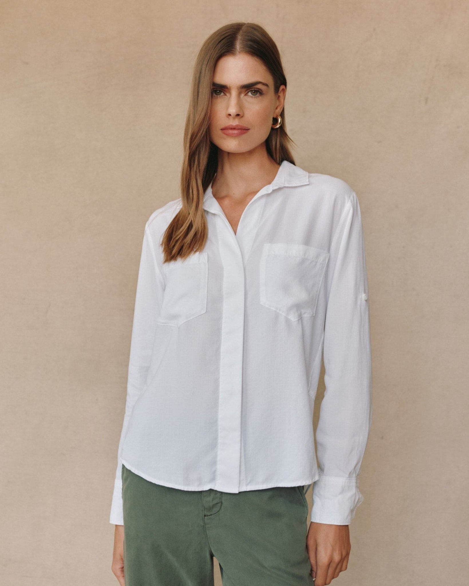 Split Back Button Down Shirt in White - Bella Dahl