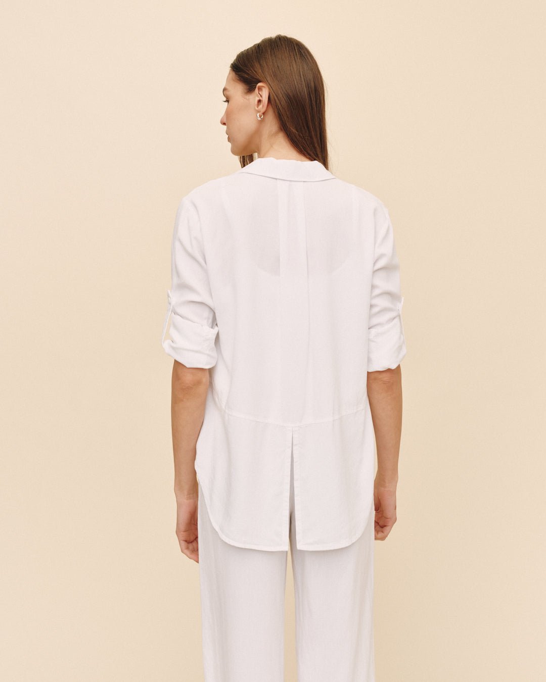 Split Back Button Down Shirt in White - Bella Dahl