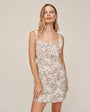 Bella DahlSquare Neck Button Front Mini Dress - Tropical Palm PrintDresses