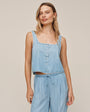 Bella DahlSquare Neck Button Front Tank - Ombre Mist WashTops