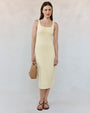 Bella DahlSquare Neck Fitted Midi Dress - Lemon Meringue StripeDresses