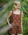 Bella DahlSquare Neck Trimmed Tank - Coconut Palm PrintTops