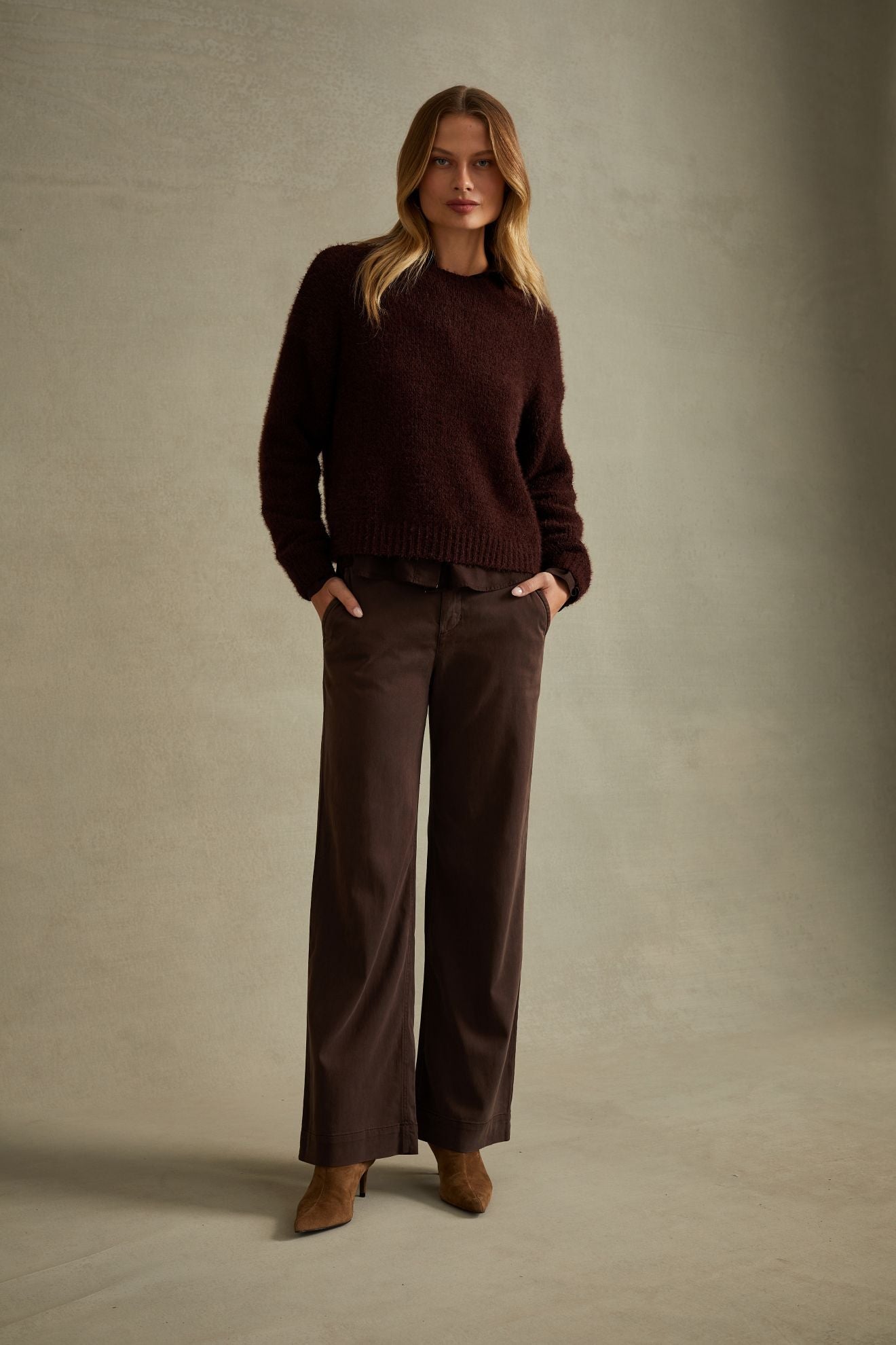 Bella DahlSydney Wide Leg Pant - Dark ChestnutPants