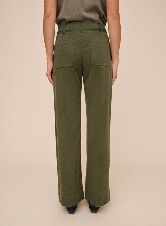 Bella Dahl Sydney Wide Leg Pant - Olive Night View 2