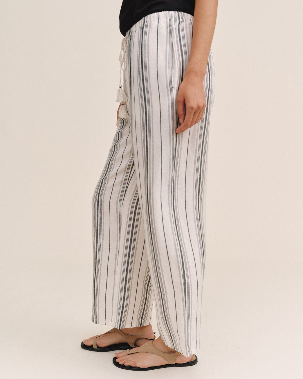 Bella DahlTassel Cord Drawstring Crop - Boardwalk StripePants