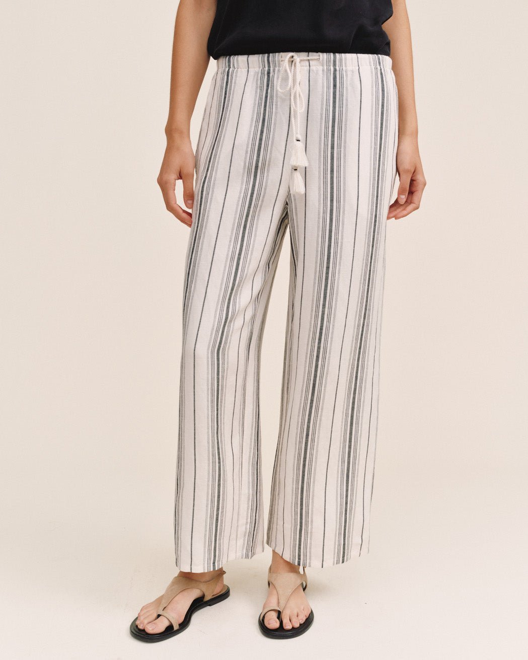 Bella DahlTassel Cord Drawstring Crop - Boardwalk StripePants