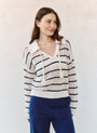 Bella DahlTassel Tie Open Knit Sweater - Ink StripeSweaters