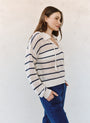 Bella DahlTassel Tie Open Knit Sweater - Ink StripeSweaters