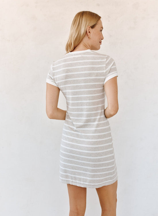 Bella Dahl Tee Shirt Dress - Sand Stripe View 2
