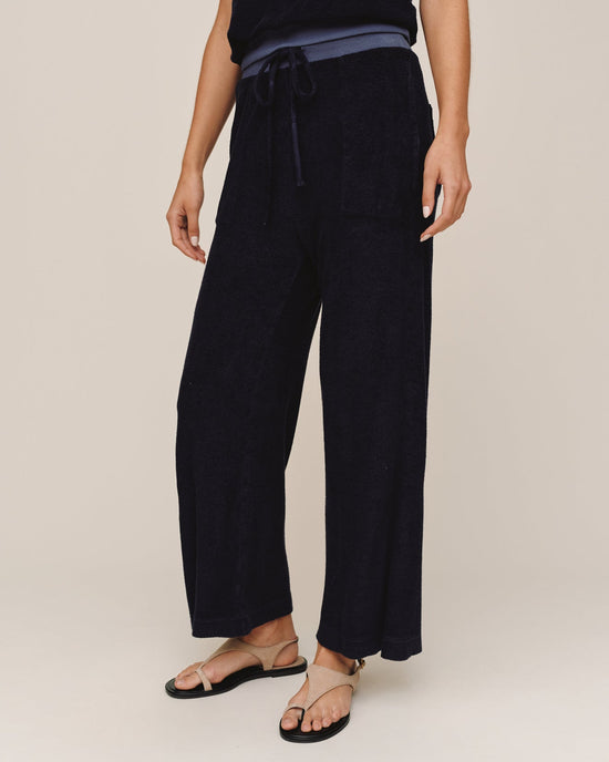 Bella Dahl Terry Crop Wide Leg Pant - Nautical Night View 2