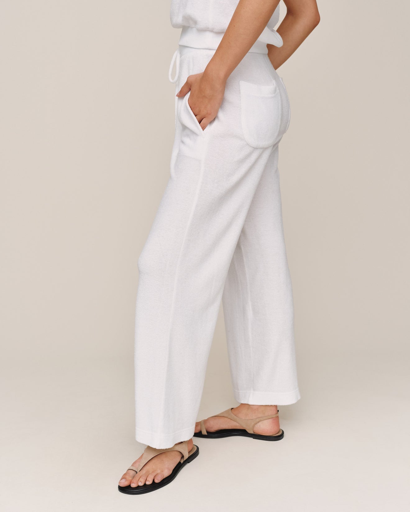 Terry Crop Wide Leg Pant - White – Bella Dahl