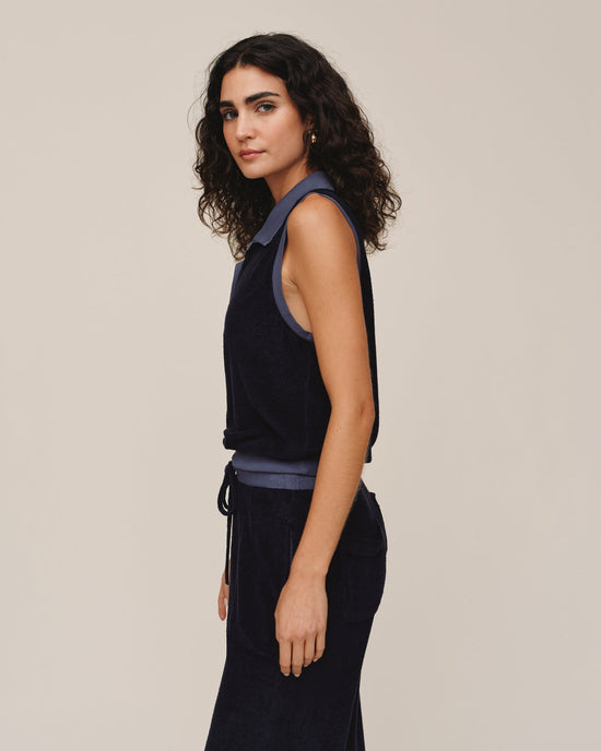 Bella Dahl Terry Sleeveless Collar Top - Nautical Night View 2