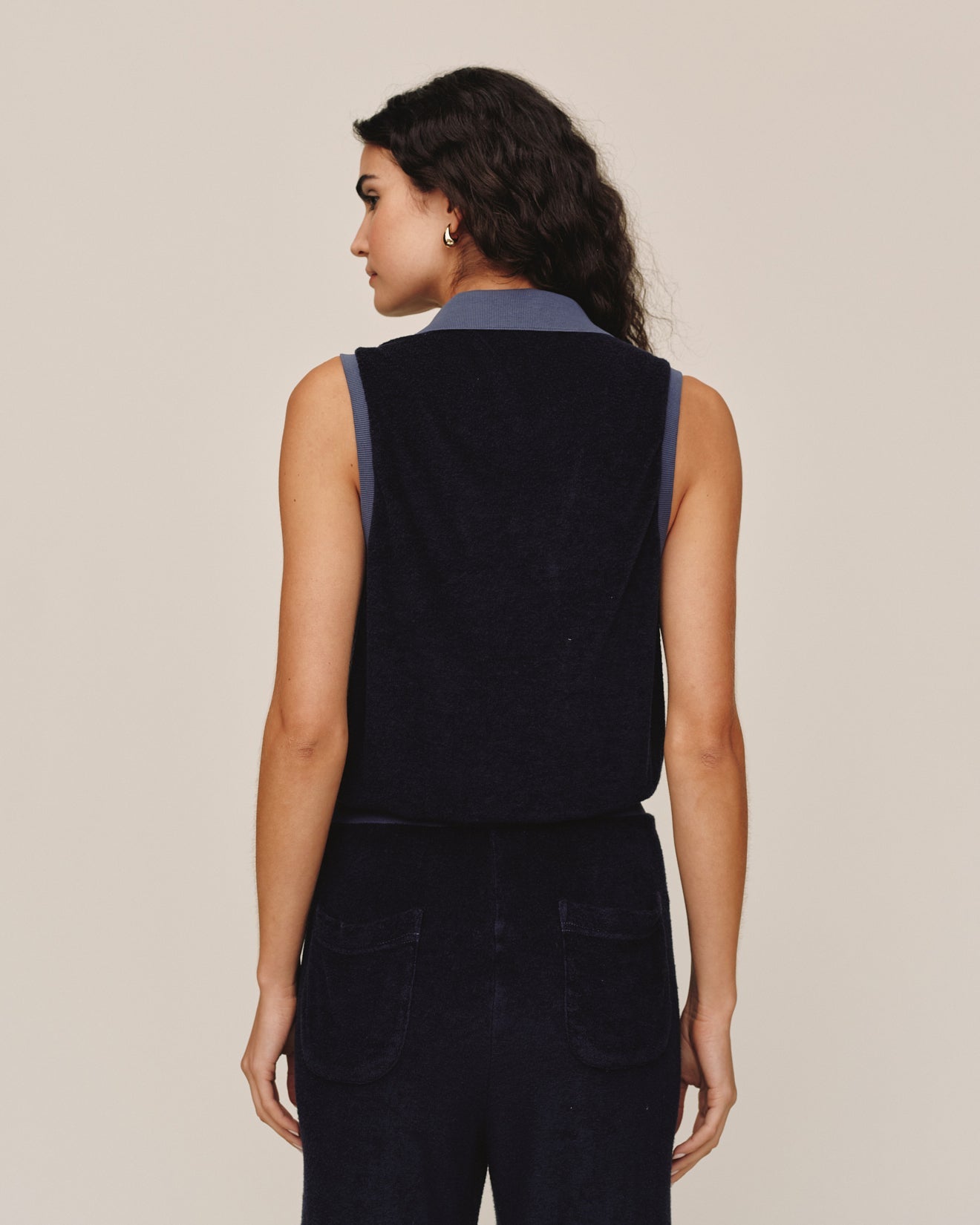 Bella DahlTerry Sleeveless Collar Top - Nautical NightTops