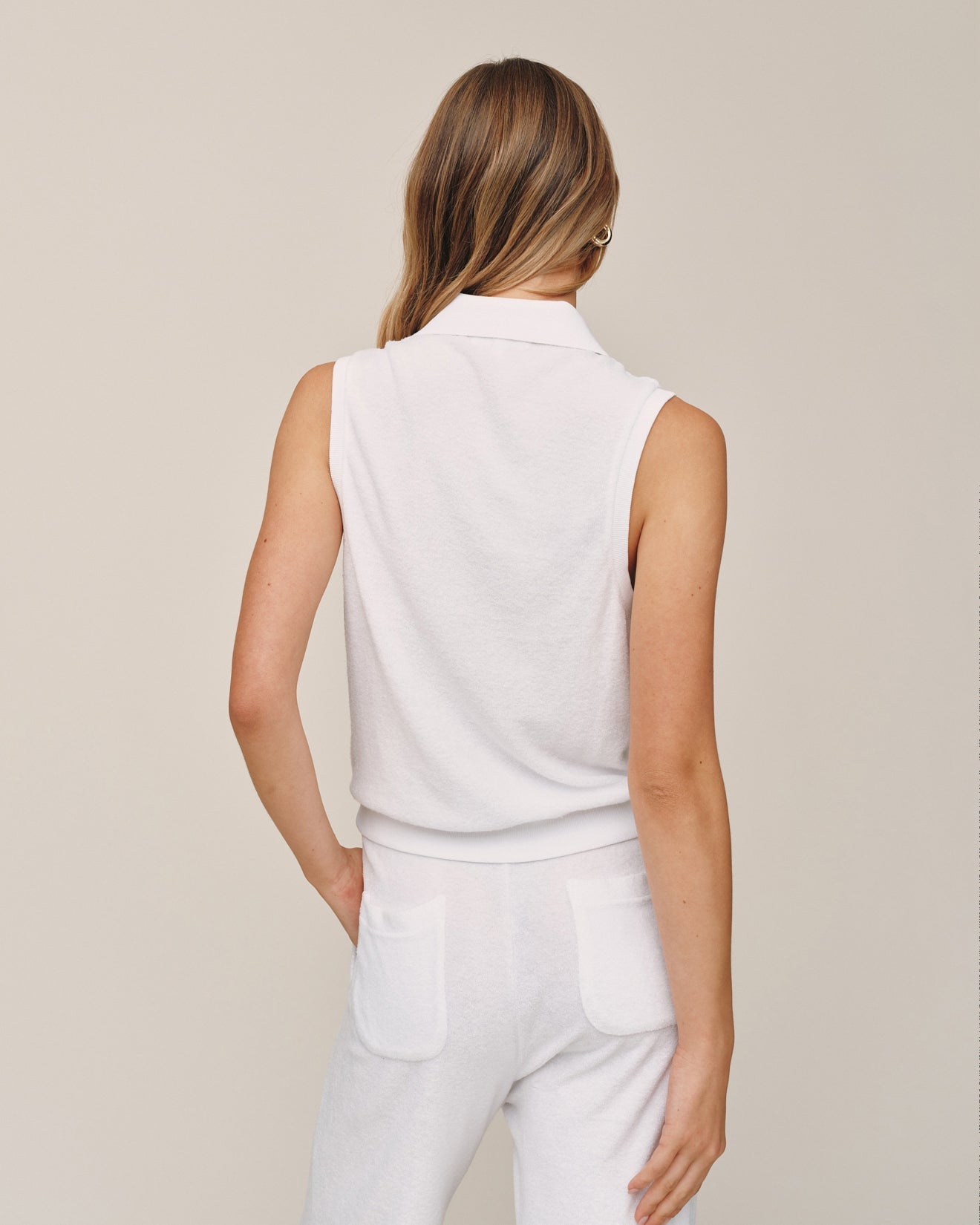 Bella DahlTerry Sleeveless Collar Top - WhiteTops