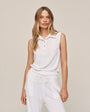 Bella DahlTerry Sleeveless Collar Top - WhiteTops