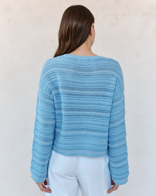 Bella Dahl Textured Crew Neck Sweater - Sea Breeze Blue View 2
