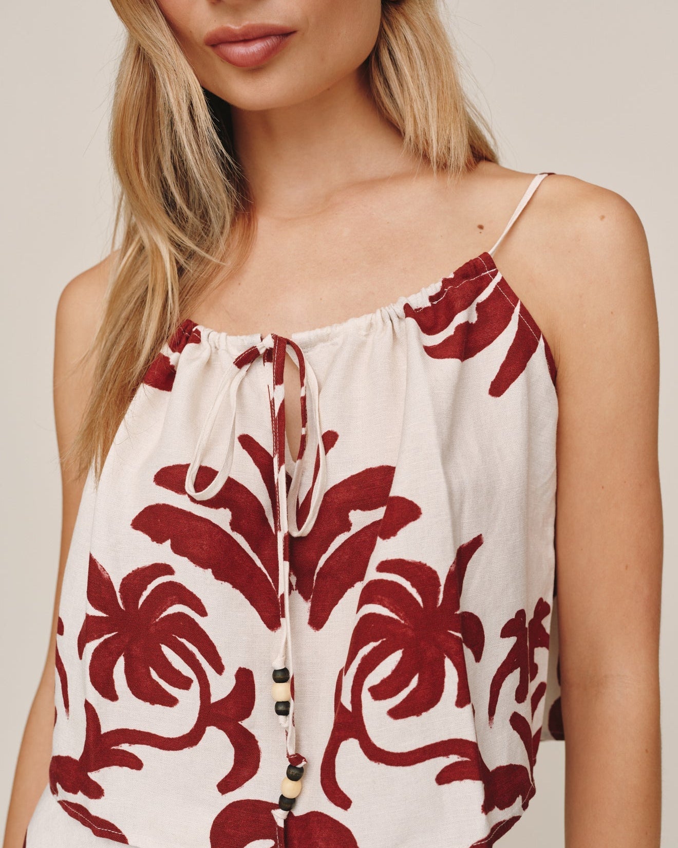 Bella DahlTie Front Cami - Island Damask PrintTops