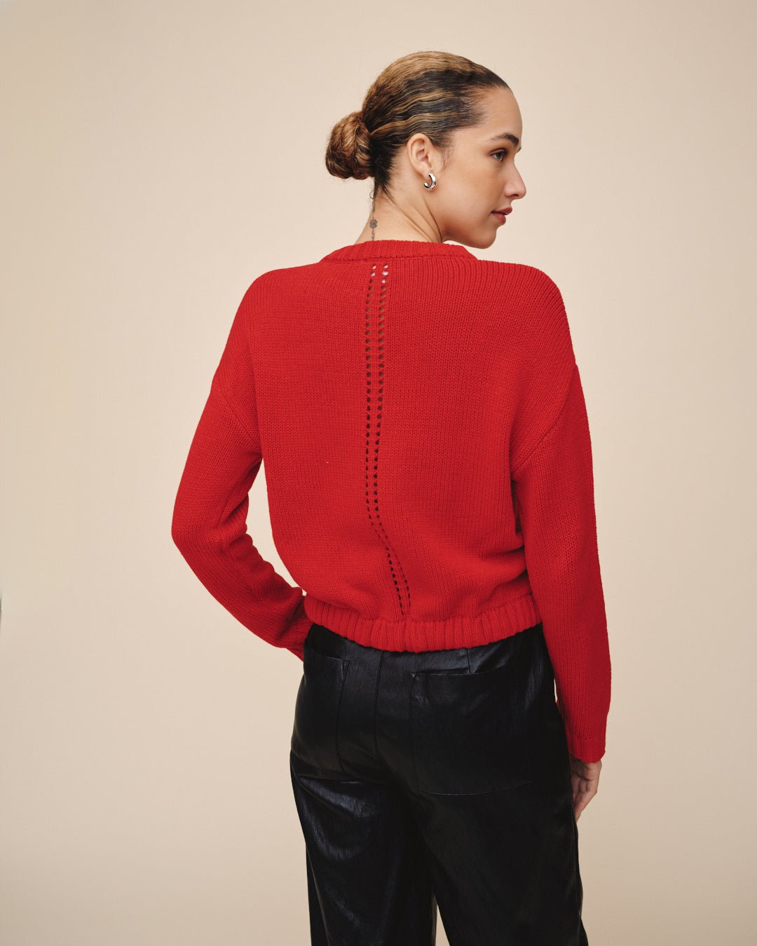 Bella DahlTie Waist Cardigan - Crimson CherryTops