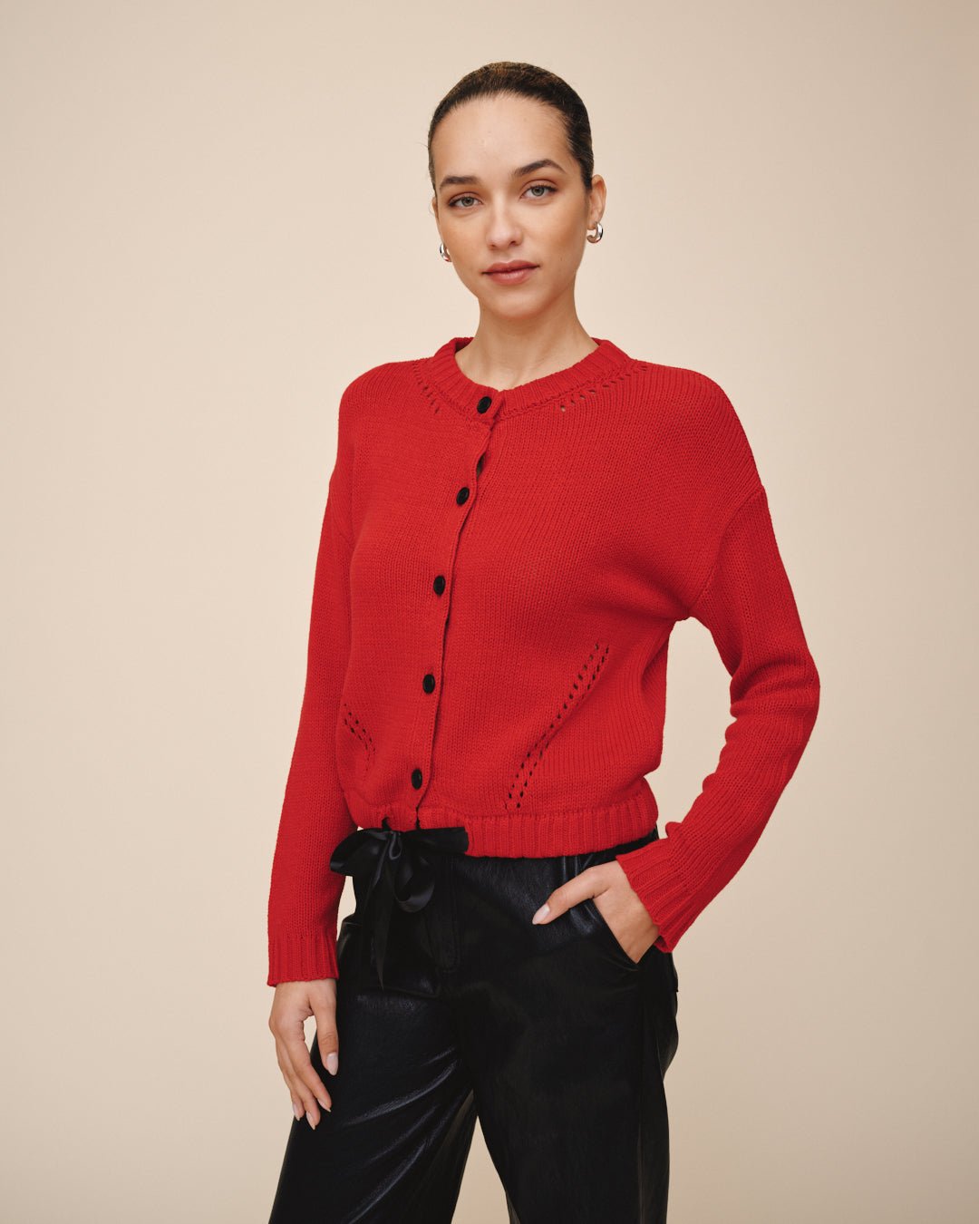 Tie Waist Cardigan - Crimson Cherry – Bella Dahl