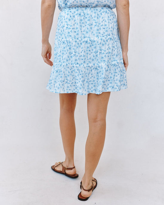 Bella Dahl Tiered Mini Skirt - Blue Ditsy Floral Print View 2
