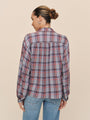 Bella DahlTrimmed Flowy Shirt - Silver Shimmer PlaidTops