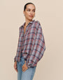 Bella DahlTrimmed Flowy Shirt - Silver Shimmer PlaidTops