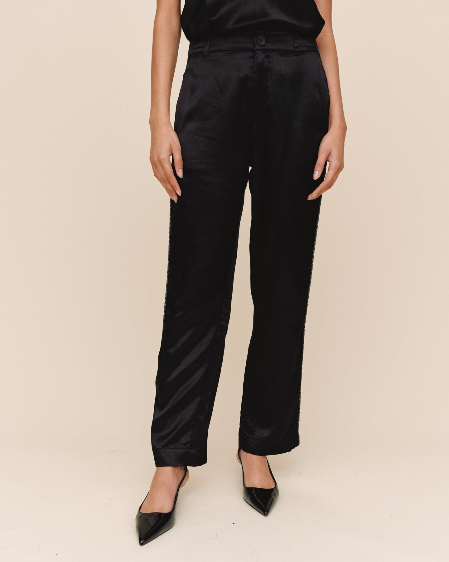 Bella DahlTrouser With Beaded Piping - BlackPants